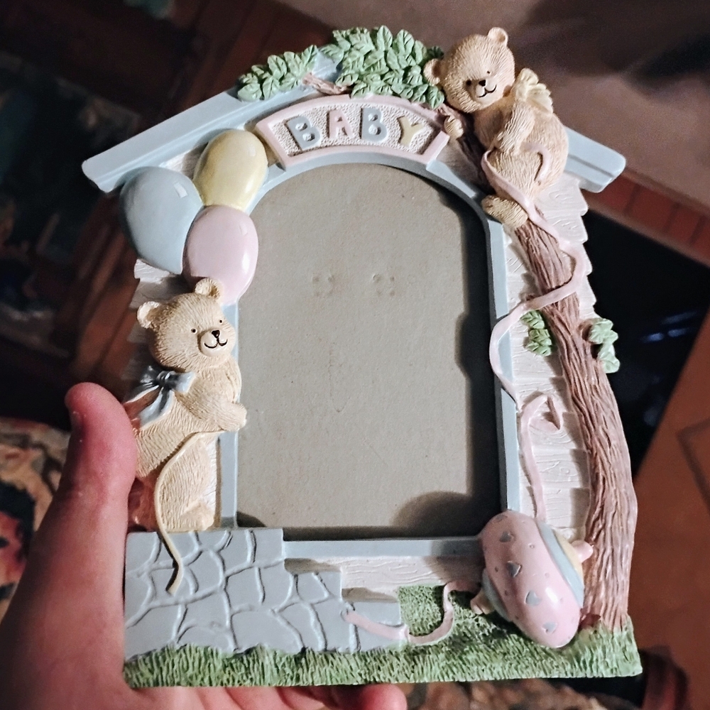 Vintage Baby Themed Teddy Bear Photo Frame